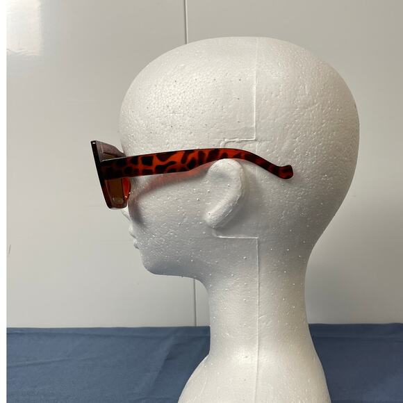 Animal Print Square Frame Fashion Sunglasses Brown Lenses - Picture 3 of 8